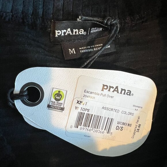 prAna Womens Escambia Pull Over Knit Top Sweater MEDIUM in Black Velour - Picture 7 of 10